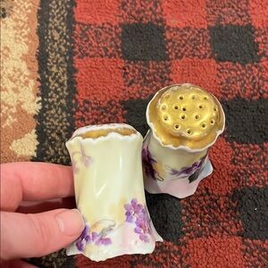 Antique gilded gold salt and pepper shakers